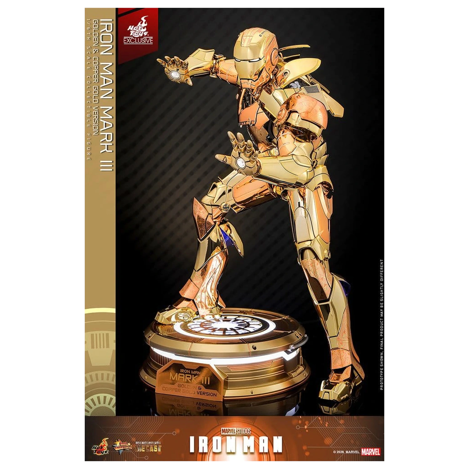 Iron Man Movie Masterpiece Diecast Action Figure 1/6 Iron Man Mark III (Golden & Copper Gold Version) Hot Toys Exclusive 33 cm product photo