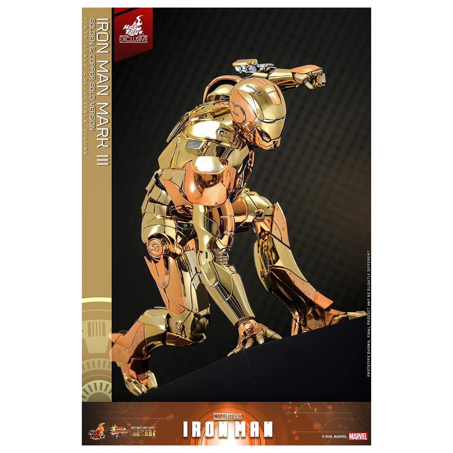 Iron Man Movie Masterpiece Diecast Action Figure 1/6 Iron Man Mark III (Golden & Copper Gold Version) Hot Toys Exclusive 33 cm product photo