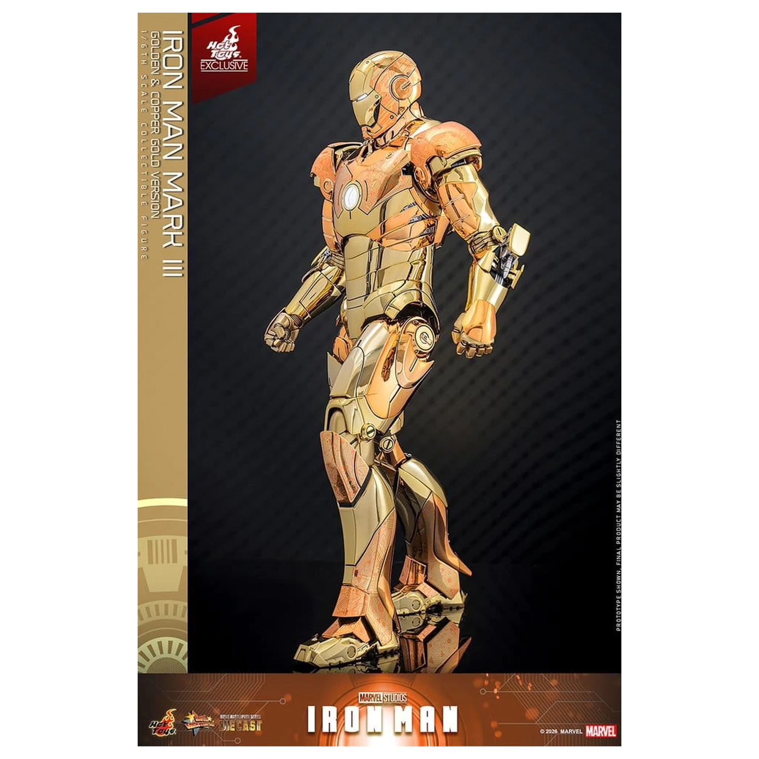 Iron Man Movie Masterpiece Diecast Action Figure 1/6 Iron Man Mark III (Golden & Copper Gold Version) Hot Toys Exclusive 33 cm product photo