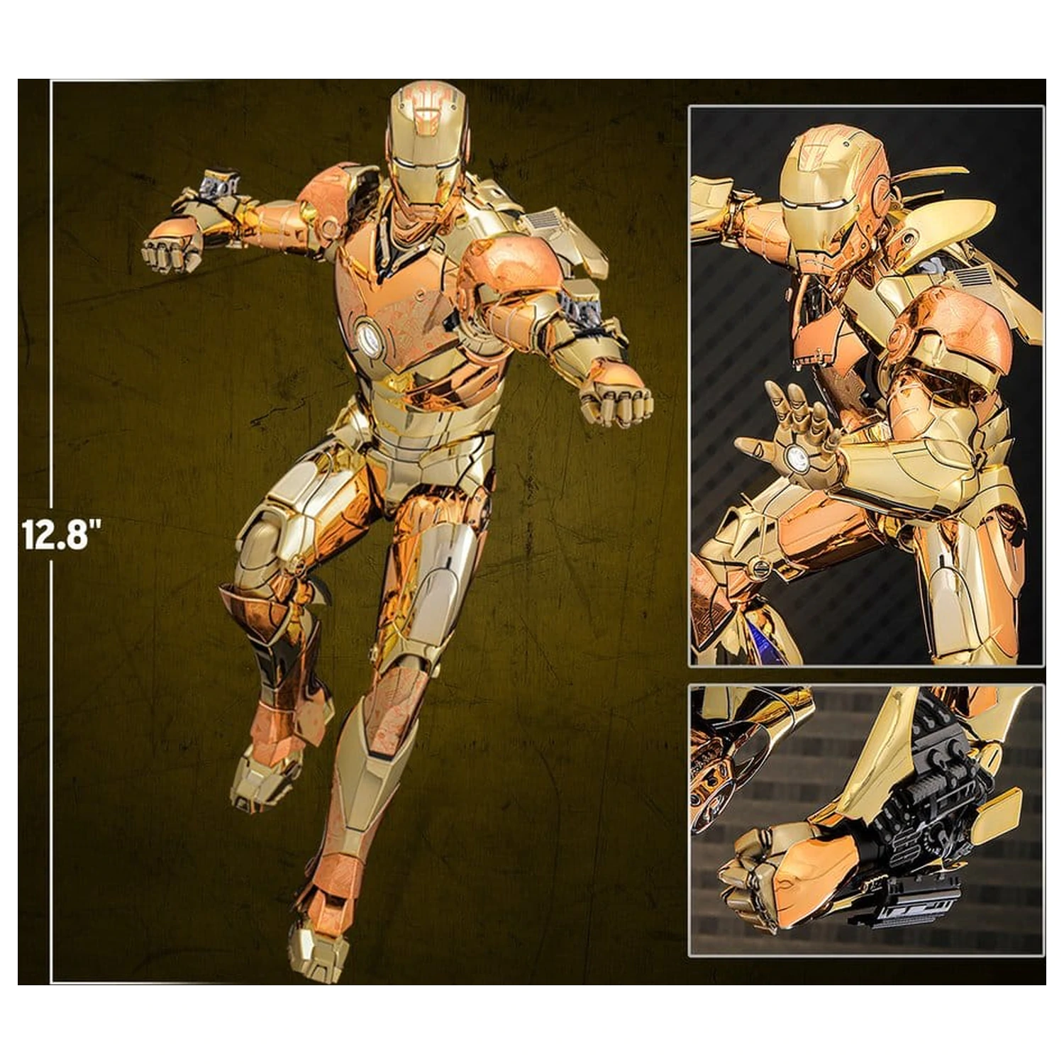 Iron Man Movie Masterpiece Diecast Action Figure 1/6 Iron Man Mark III (Golden & Copper Gold Version) Hot Toys Exclusive 33 cm product photo