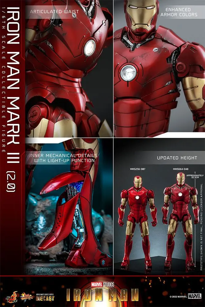 Iron Man Movie Masterpiece Series Diecast Action Figure 1/6 Iron Man Mark III (2.0) 32 cm product photo