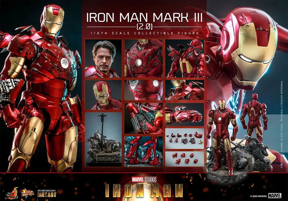 Iron Man Movie Masterpiece Series Diecast Action Figure 1/6 Iron Man Mark III (2.0) 32 cm product photo