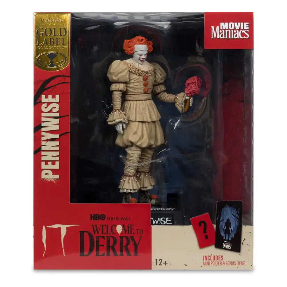 It: Welcome to Derry Movie Maniacs PVC Statue Pennywise (Flashback) (Gold Label) 16 cm product photo