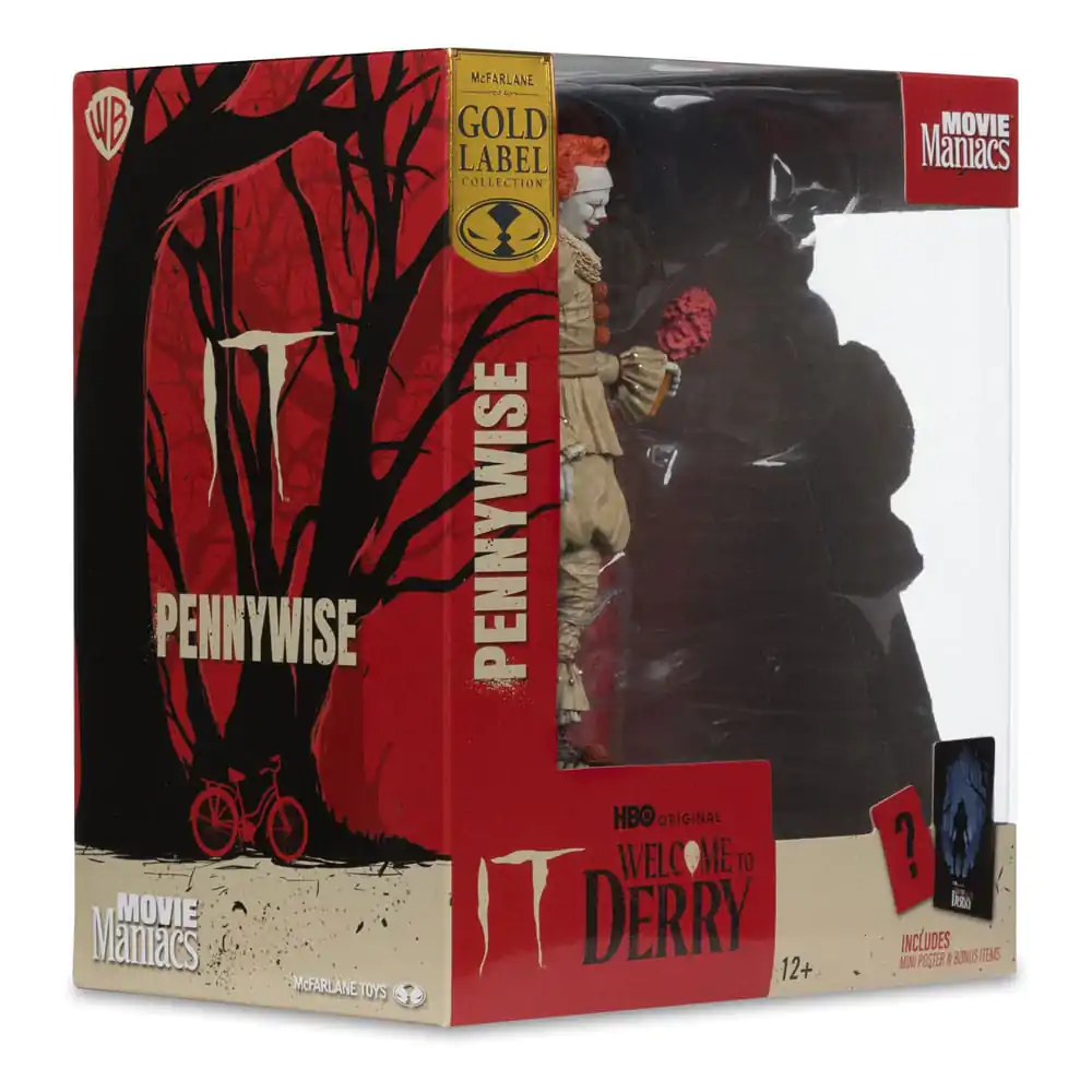 It: Welcome to Derry Movie Maniacs PVC Statue Pennywise (Flashback) (Gold Label) 16 cm product photo