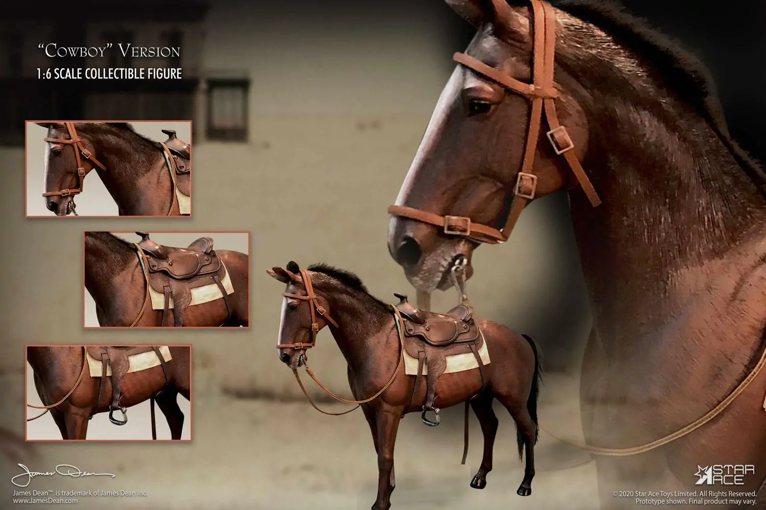 James Dean Action Statue 1/6 Cowboy Horse 30 cm product photo