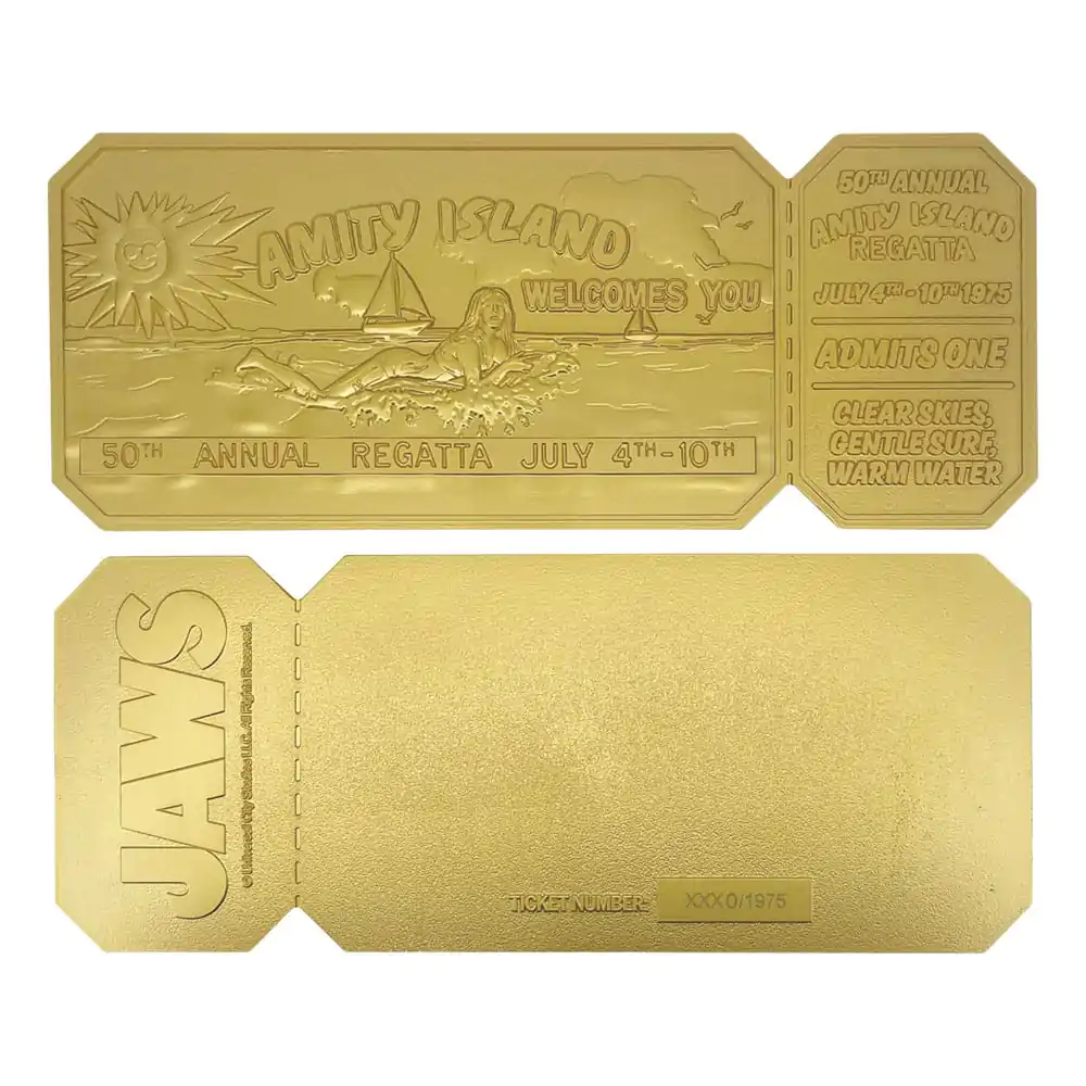Jaws Replica 1/1 50th Anniversary Regatta Ticket 24k Gold Plated product photo