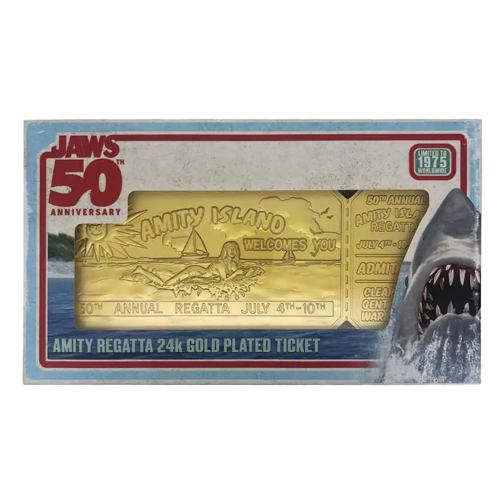 Jaws Replica 1/1 50th Anniversary Regatta Ticket 24k Gold Plated product photo