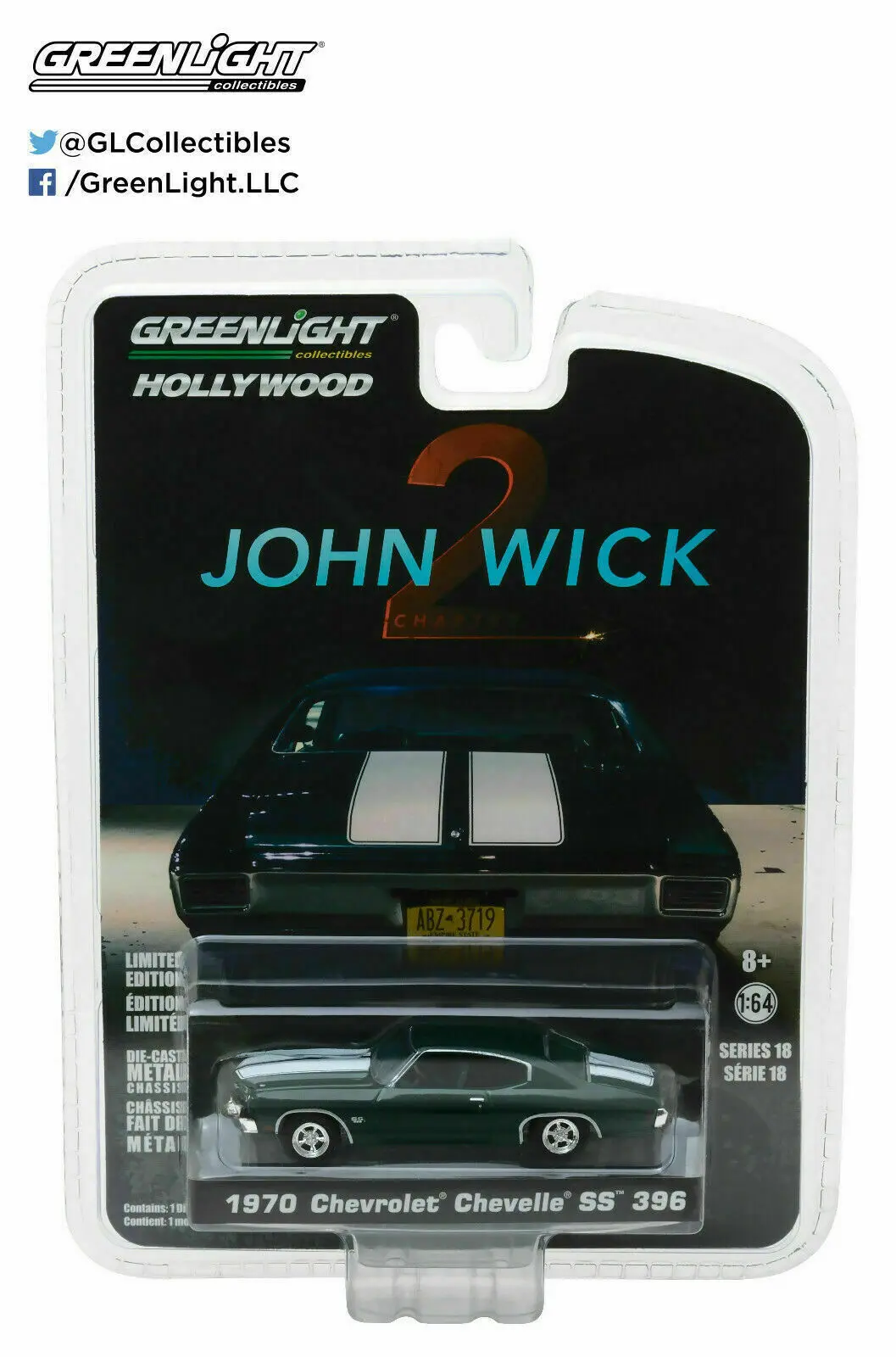 John Wick: Chapter 2 Diecast Model 1/64 1970 Chevrolet Chevelle SS 396 product photo