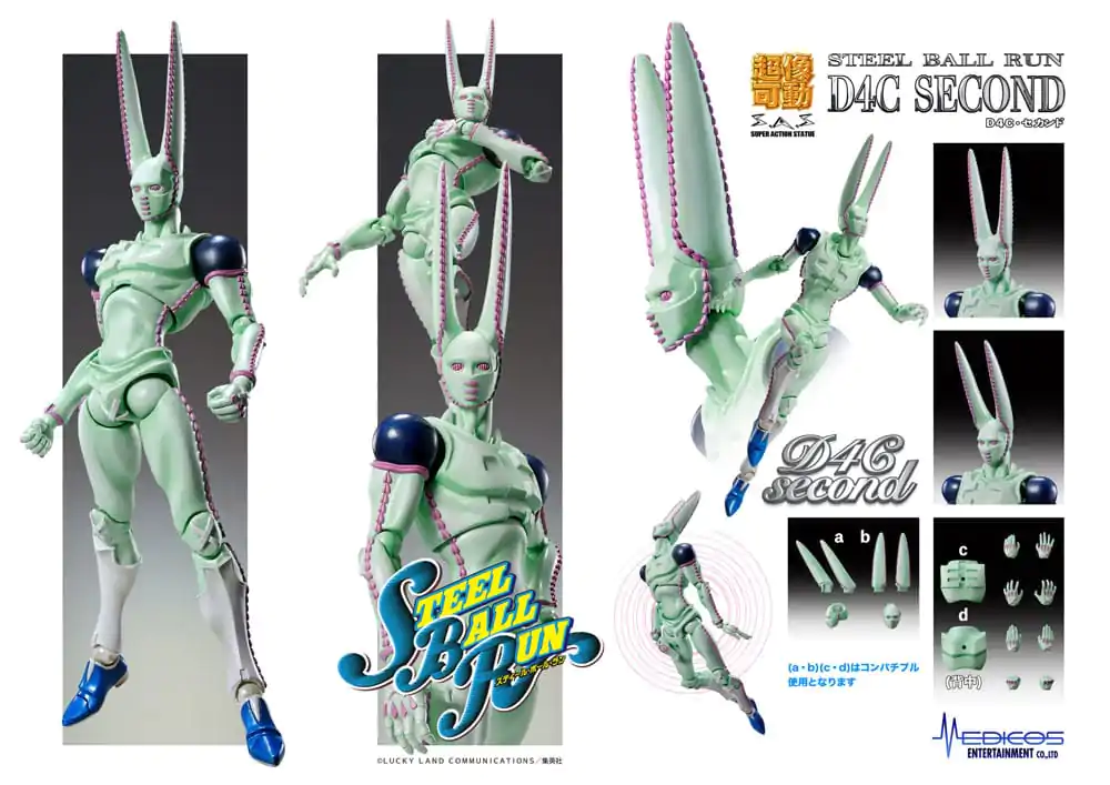 JoJo&#039;s Bizarre Adventure Part7 Steel Ball Run Super Action Action Figure Chozokado D4C Second 20 cm product photo