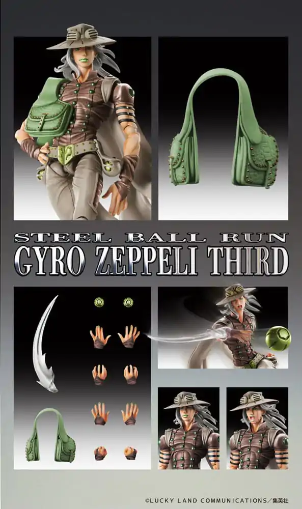 JoJo's Bizarre Adventure Part7 Steel Ball Run Super Action Action Figure Chozokado Gyro Zeppeli Third 16 cm product photo