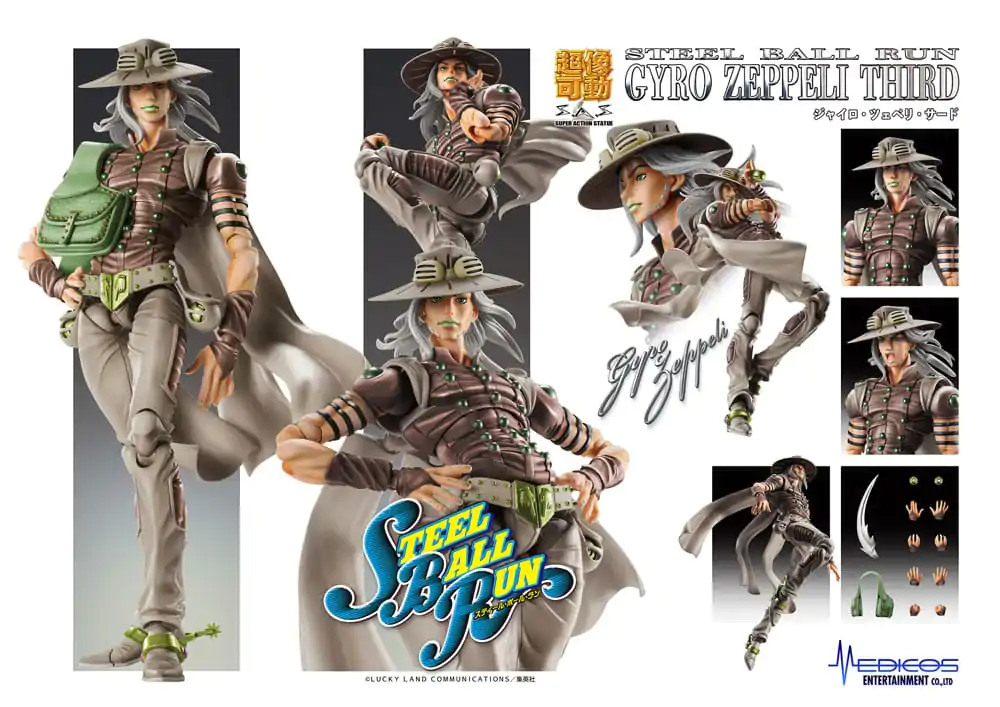 JoJo's Bizarre Adventure Part7 Steel Ball Run Super Action Action Figure Chozokado Gyro Zeppeli Third 16 cm product photo