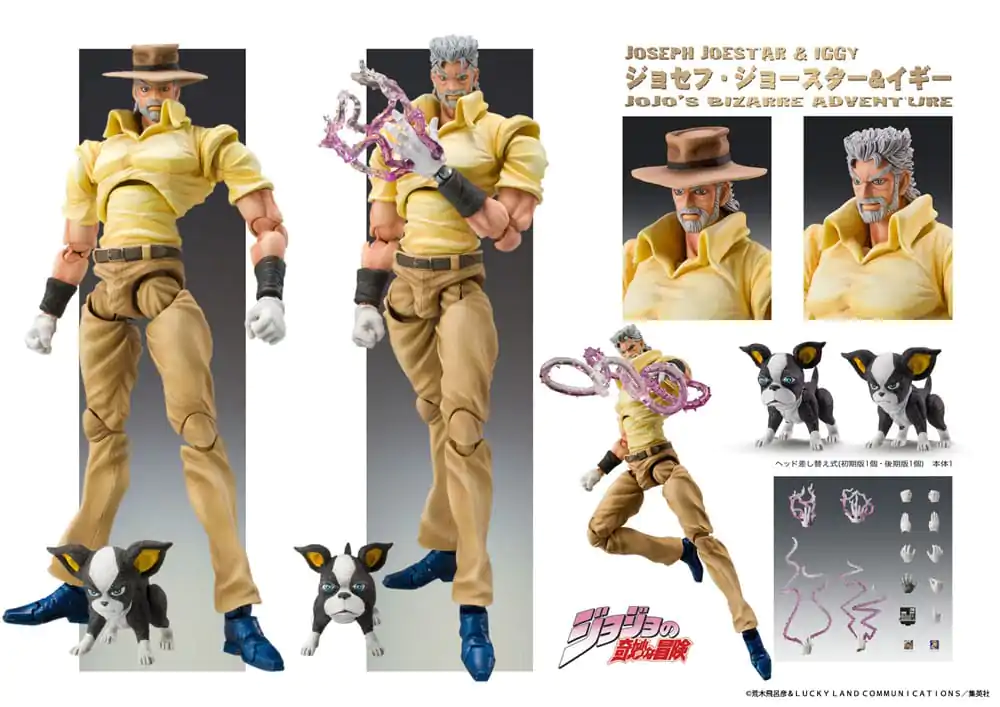 JoJo's Bizarre Adventure Super Action Action Figure Chozokado (Joseph Joestar & Iggy) (3rd-run) 15 cm termékfotó