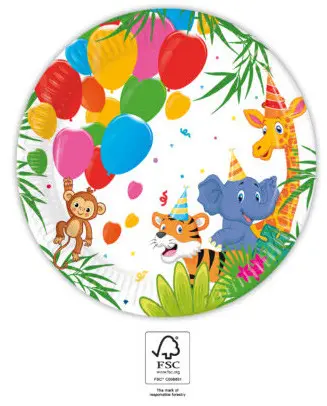 Jungle Balloons, Jungle Paper Plates 8 pcs 20 cm FSC product photo