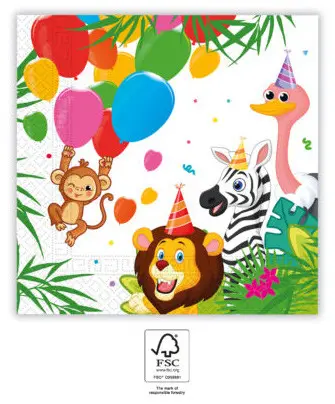 Jungle Balloons, Jungle Napkins 20 pcs 33x33 cm FSC product photo