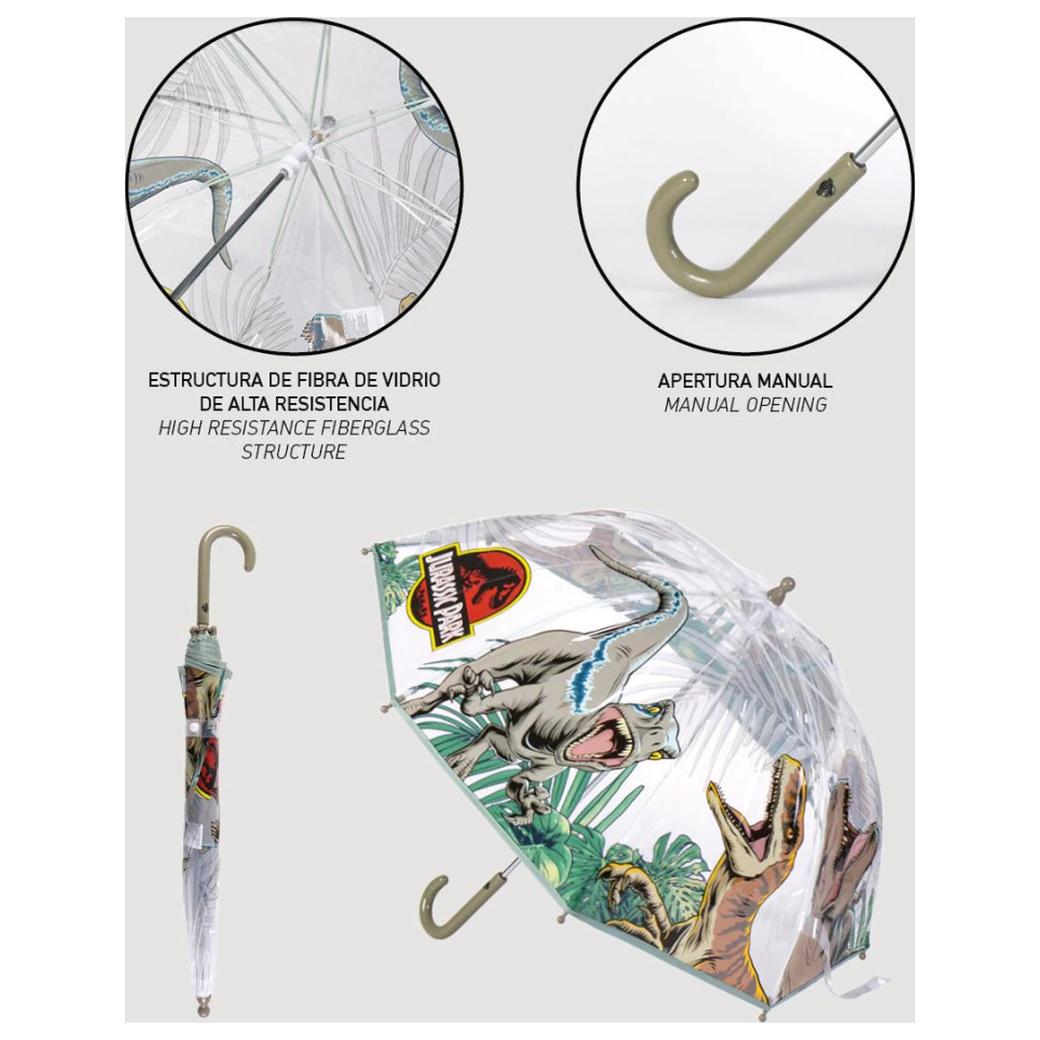 Jurassic Park Attack Kids' Transparent Umbrella Ø71 cm product photo