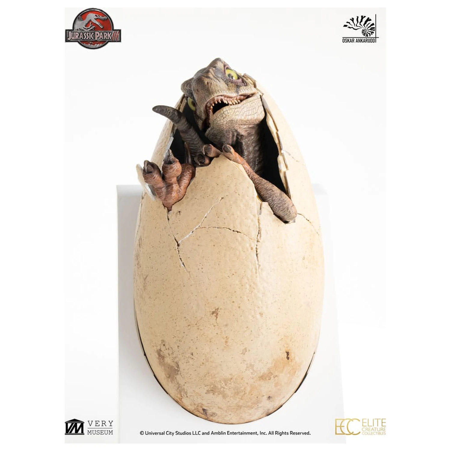 Jurassic Park III ECC Elite Creature Line Statue White Queen Hatching Egg 13 cm product photo