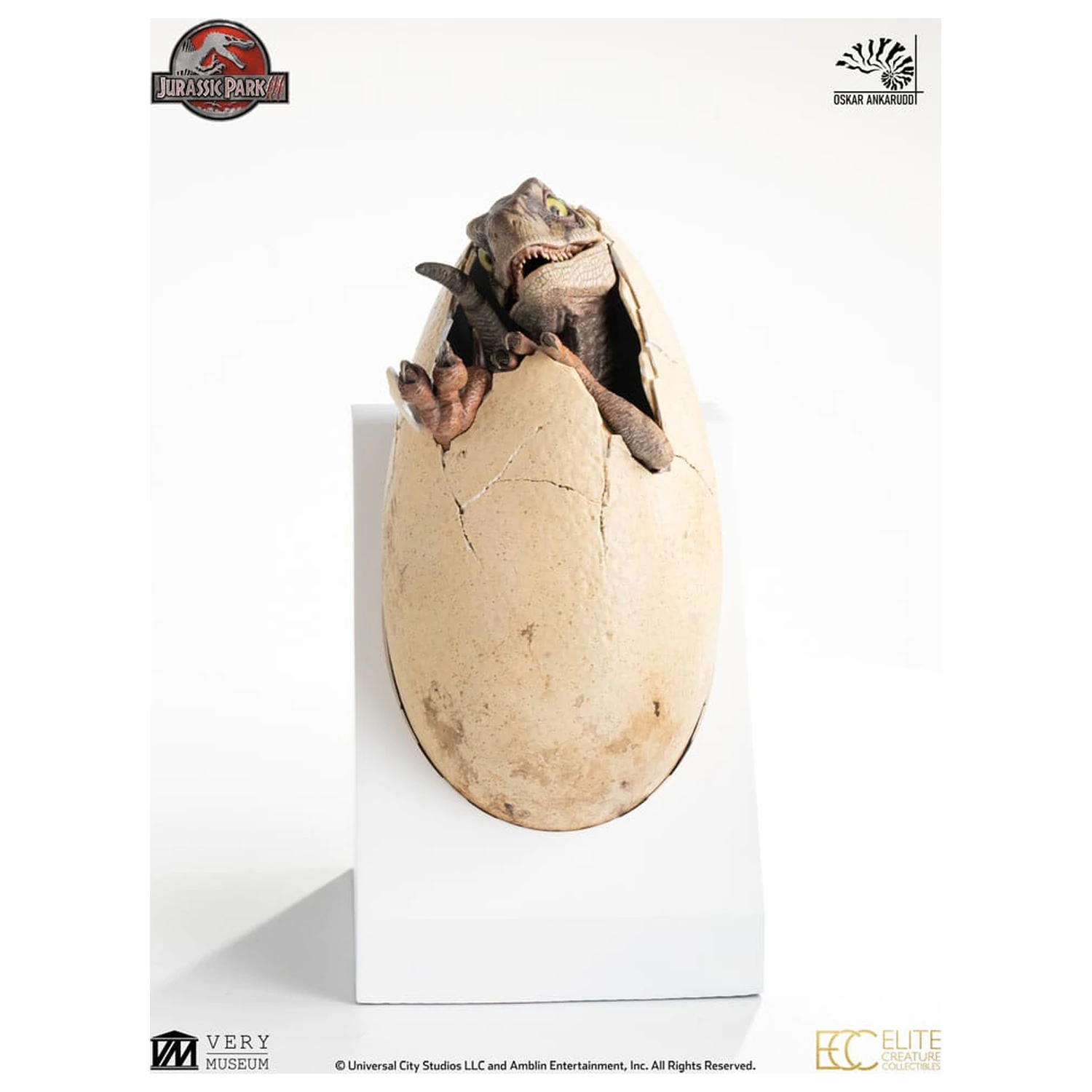Jurassic Park III ECC Elite Creature Line Statue White Queen Hatching Egg 13 cm product photo