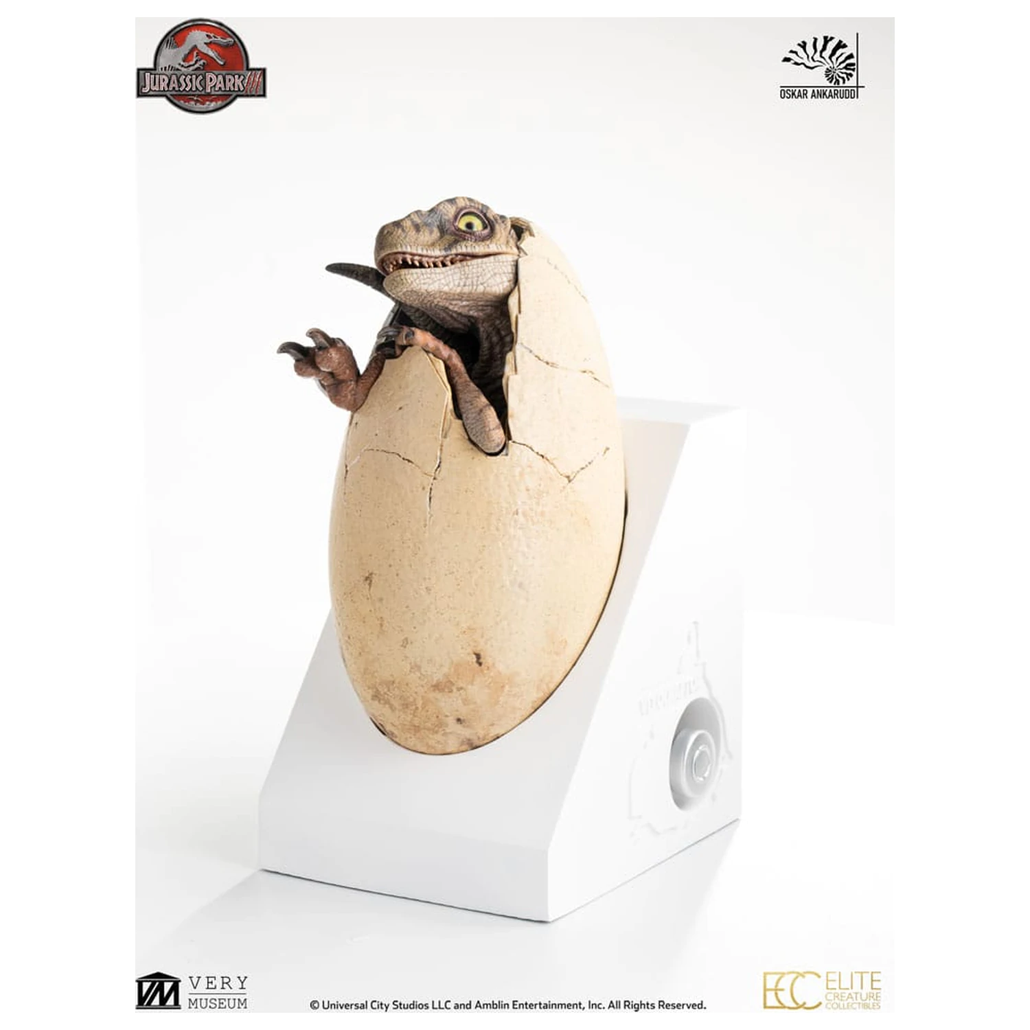 Jurassic Park III ECC Elite Creature Line Statue White Queen Hatching Egg 13 cm product photo