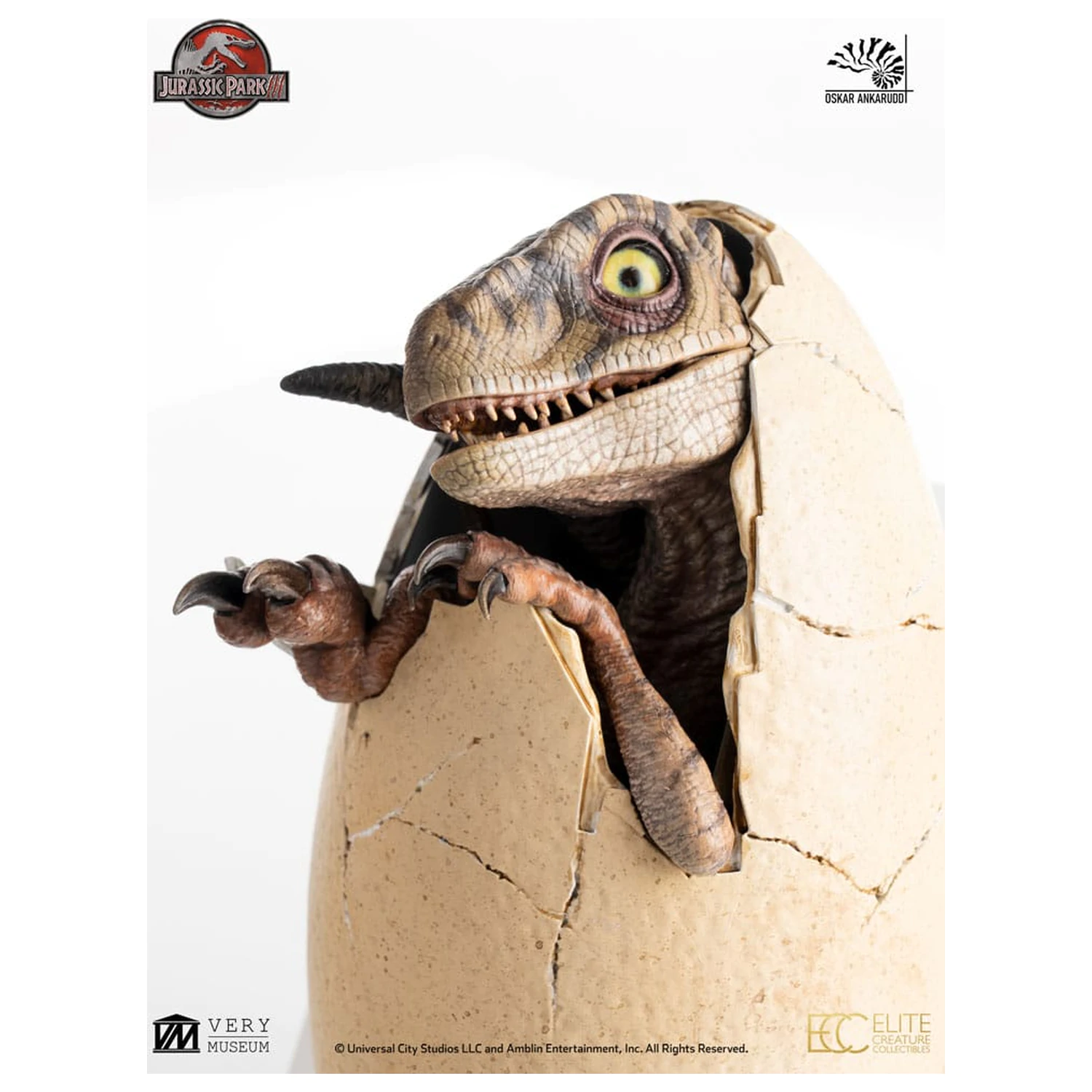 Jurassic Park III ECC Elite Creature Line Statue White Queen Hatching Egg 13 cm product photo