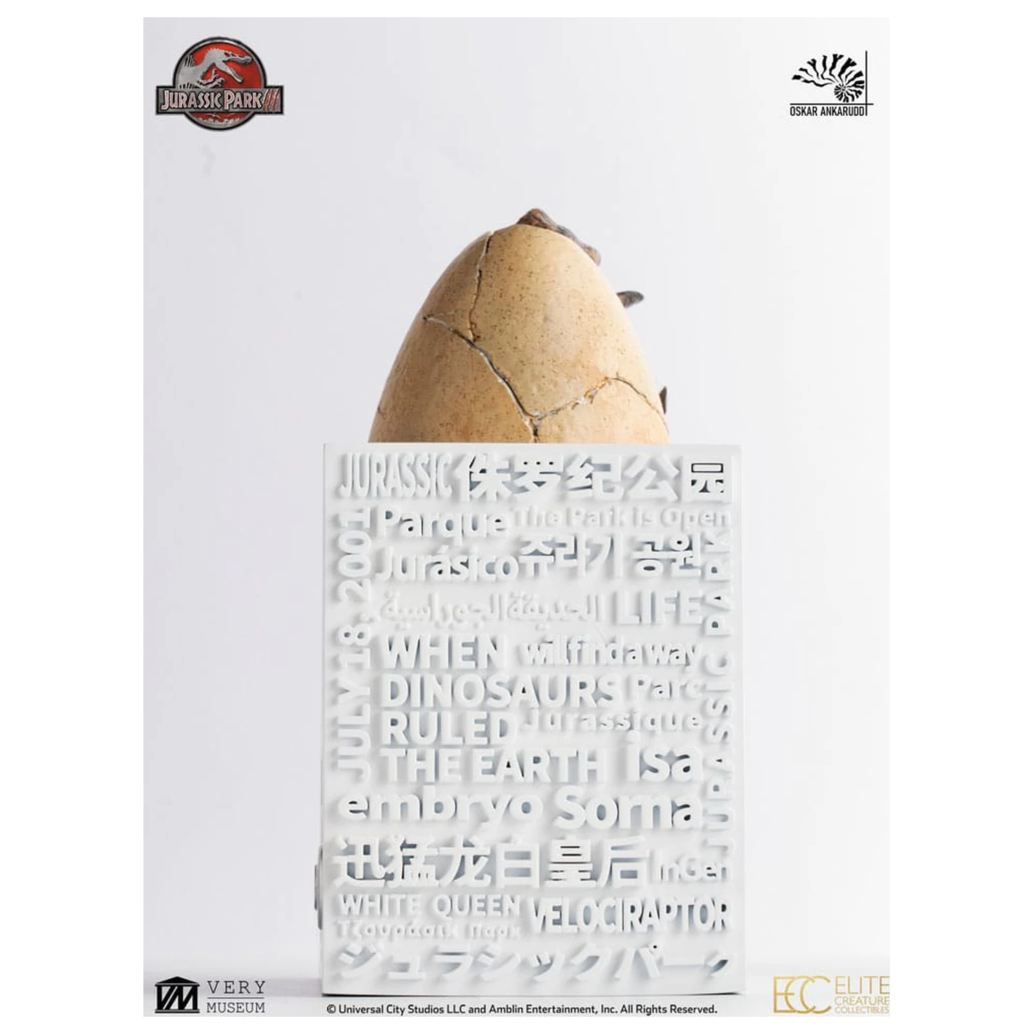 Jurassic Park III ECC Elite Creature Line Statue White Queen Hatching Egg 13 cm product photo