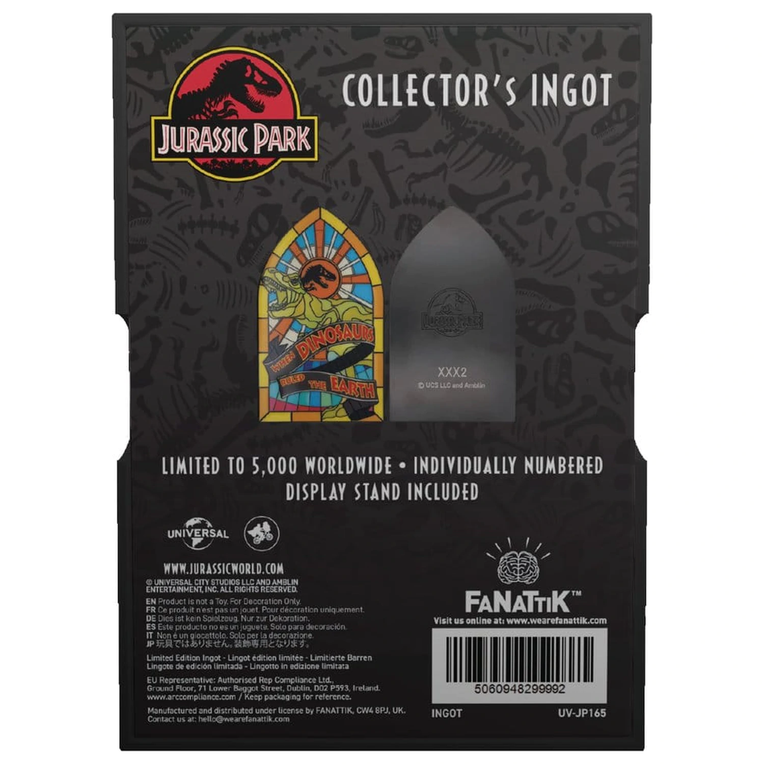 Jurassic Park Ingot Stained Glass Style Metal 11 cm product photo
