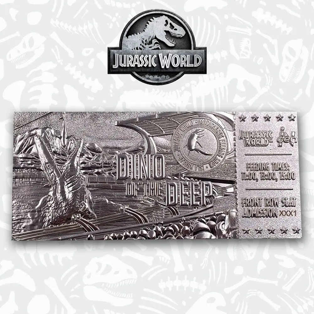 Jurassic Park Replica Mosasaurus Ticket Ticket (silver plated) product photo