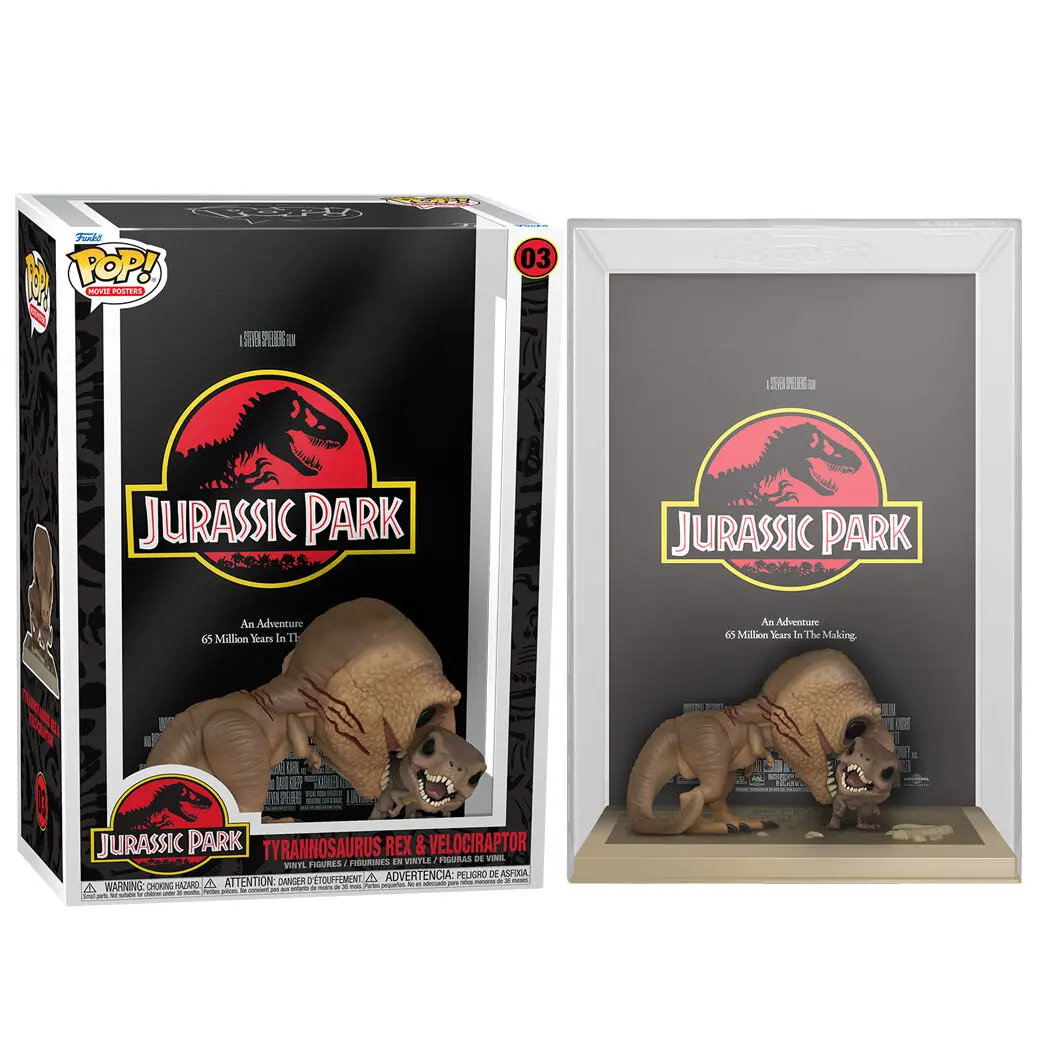 Jurassic Park POP! Movie Poster & Figure Tyrannosaurus Rex & Velociraptor 9 cm termékfotó