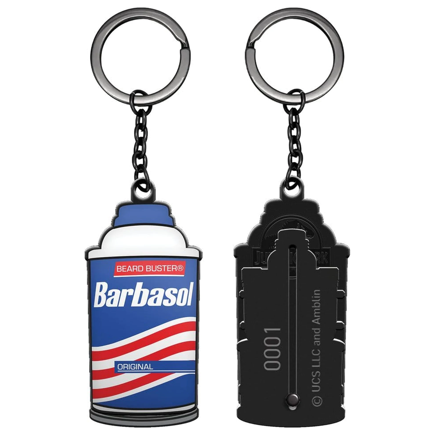 Jurassic Park Keychain Sliding Barbasol Can product photo