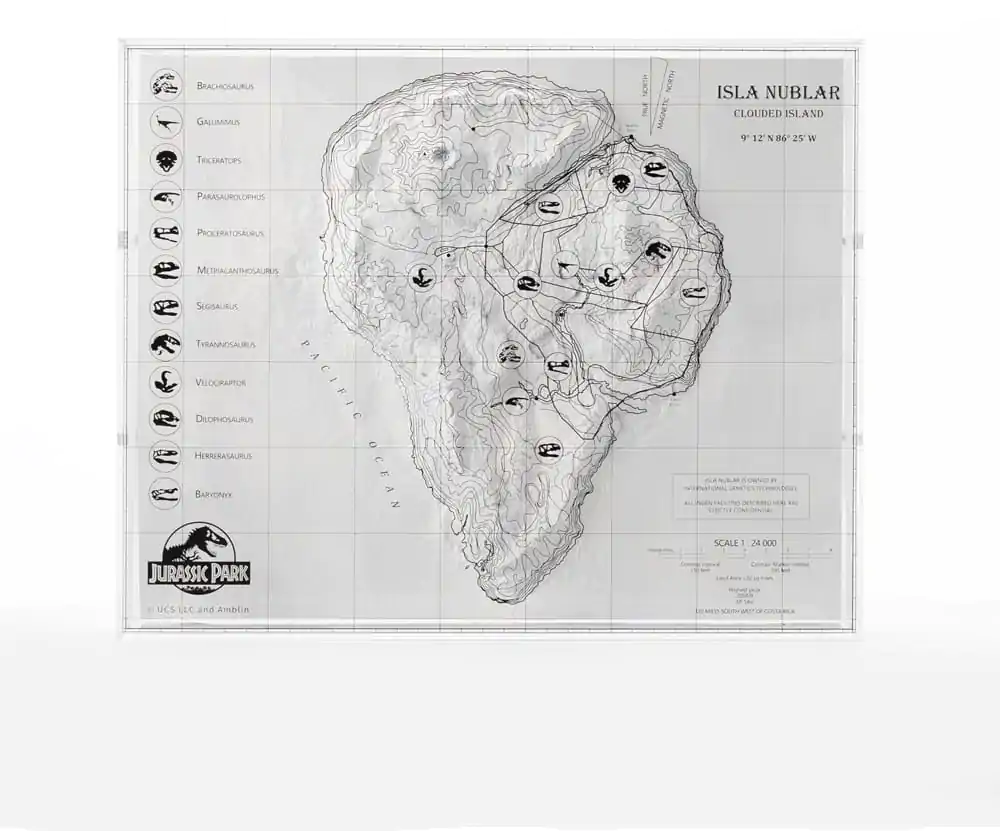 Jurassic Park Topographic Map Isla Nublar  product photo