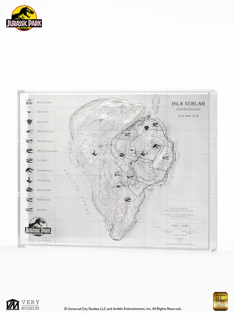 Jurassic Park Topographic Map Isla Nublar  product photo