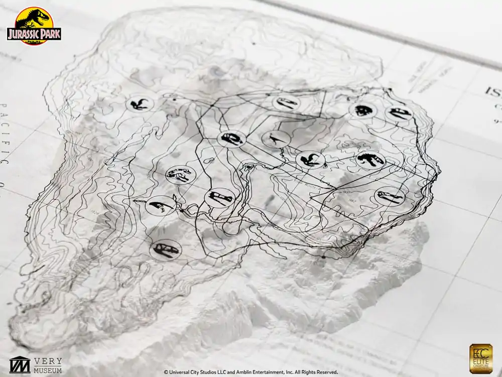 Jurassic Park Topographic Map Isla Nublar  product photo