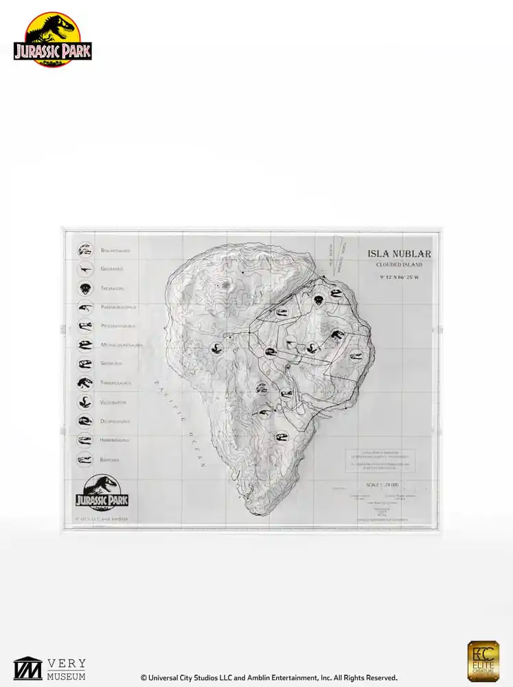Jurassic Park Topographic Map Isla Nublar  product photo