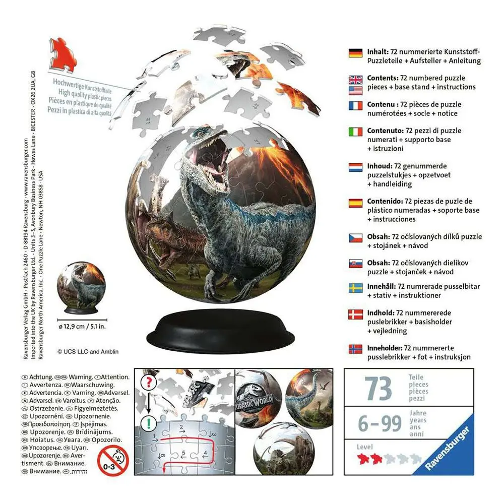 Jurassic World 3D Puzzle Ball (72 pieces) product photo