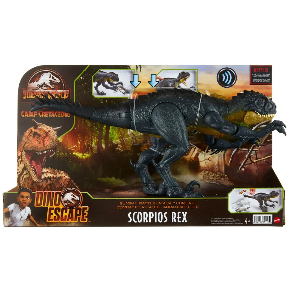 Jurassic World: Camp Cretaceous Dino Escape Action Figure Slash 'n Battle Scorpios Rex product photo