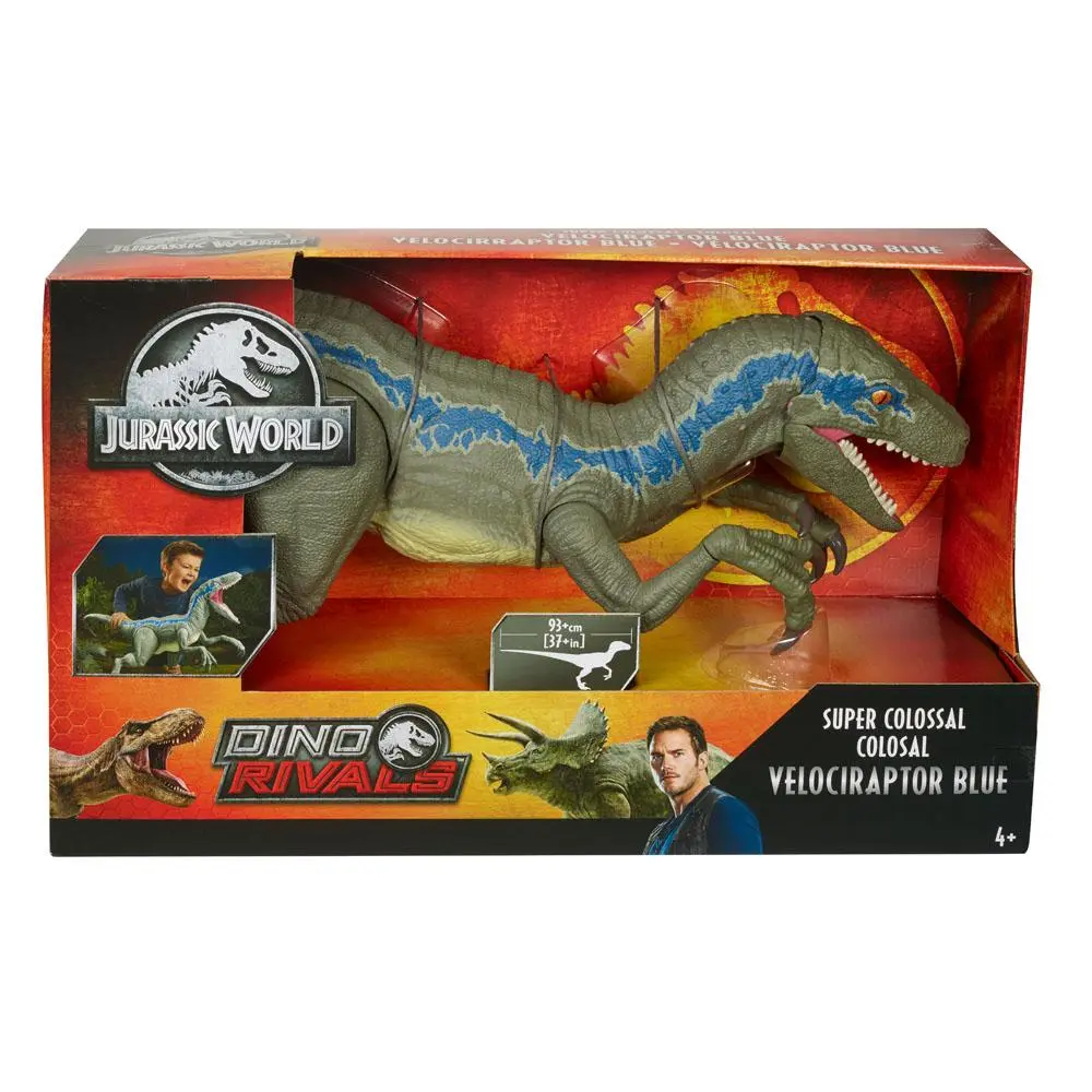 Jurassic World Dino Rivals Action Figure Super Colossal Velociraptor Blue 45 cm product photo