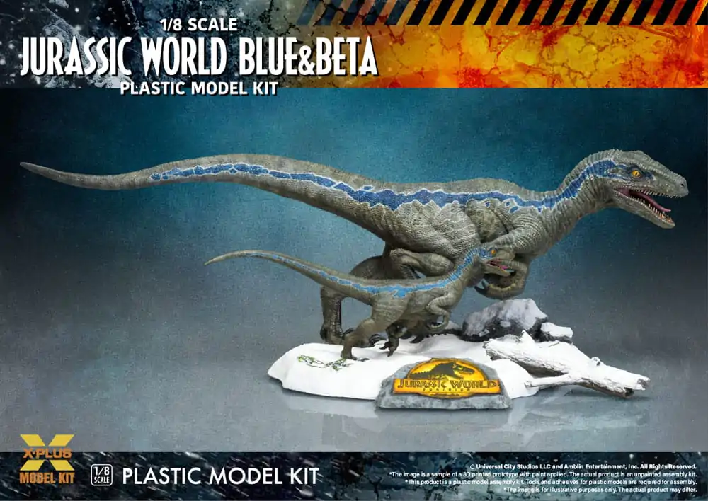 Jurassic World Plastic Model Kit 1/8 Dominion Velociraptor Blue &amp; Beta 40 cm product photo