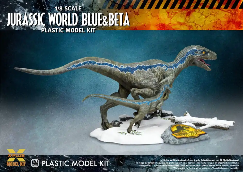 Jurassic World Plastic Model Kit 1/8 Dominion Velociraptor Blue &amp; Beta 40 cm product photo