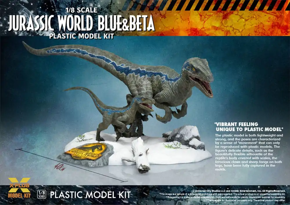 Jurassic World Plastic Model Kit 1/8 Dominion Velociraptor Blue &amp; Beta 40 cm product photo