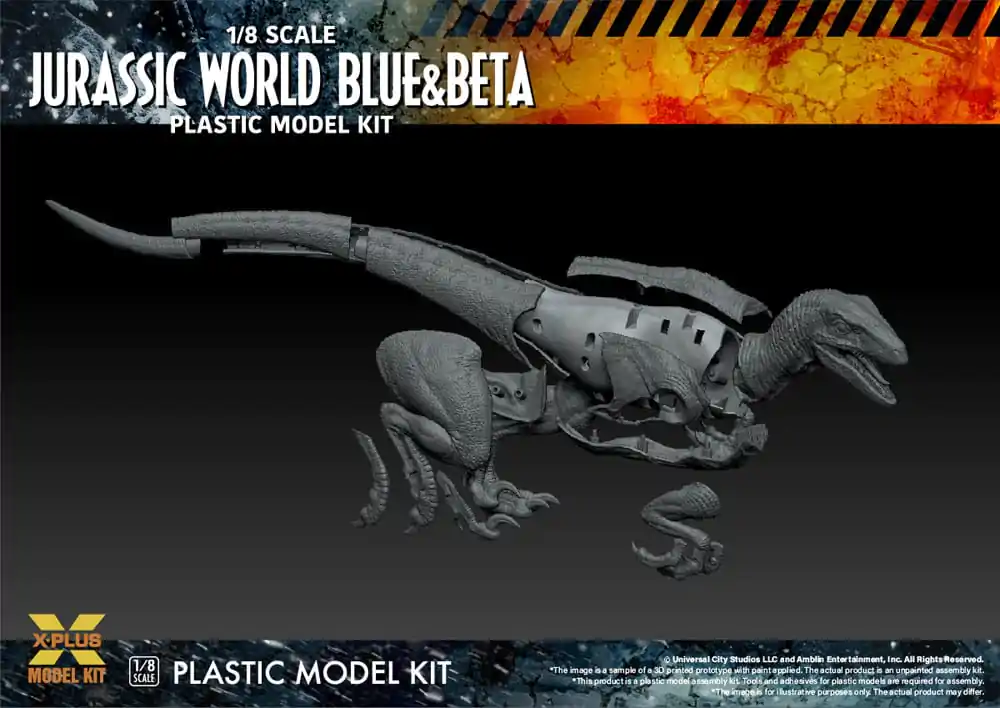 Jurassic World Plastic Model Kit 1/8 Dominion Velociraptor Blue &amp; Beta 40 cm product photo