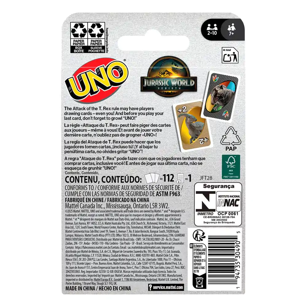 Jurassic World Rebirth UNO Card Game product photo