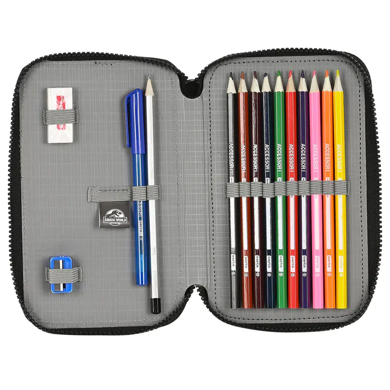 Jurassic World Warning double pencil case 28pcs product photo