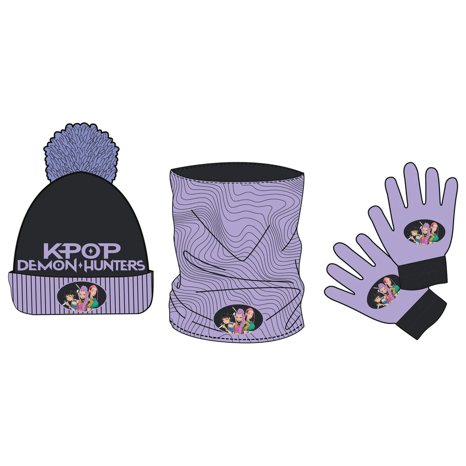 K-Pop Demon Hunters hat, collar and gloves set product photo