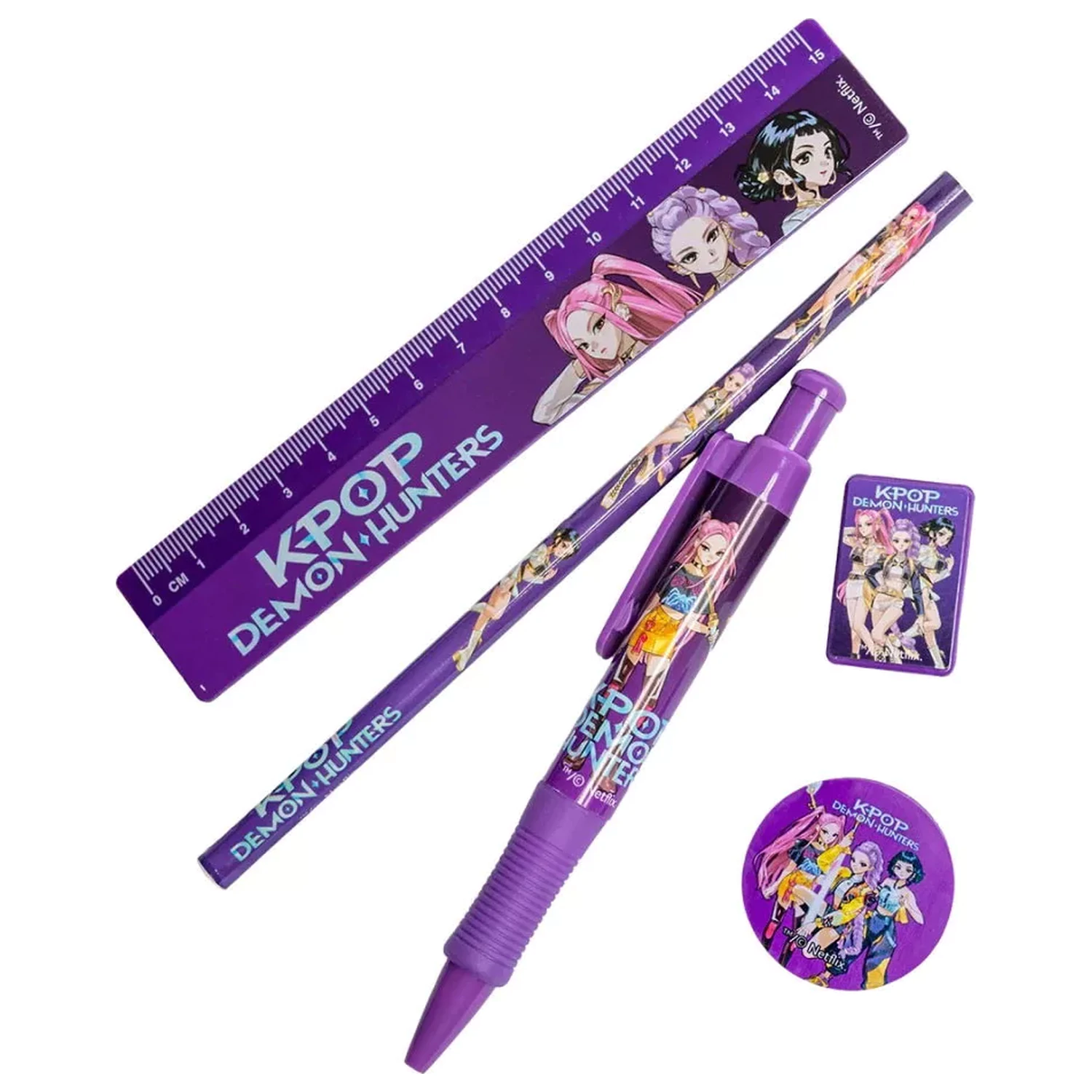 K-pop Demon Hunters Purple Stationery Set 5 Pcs product photo