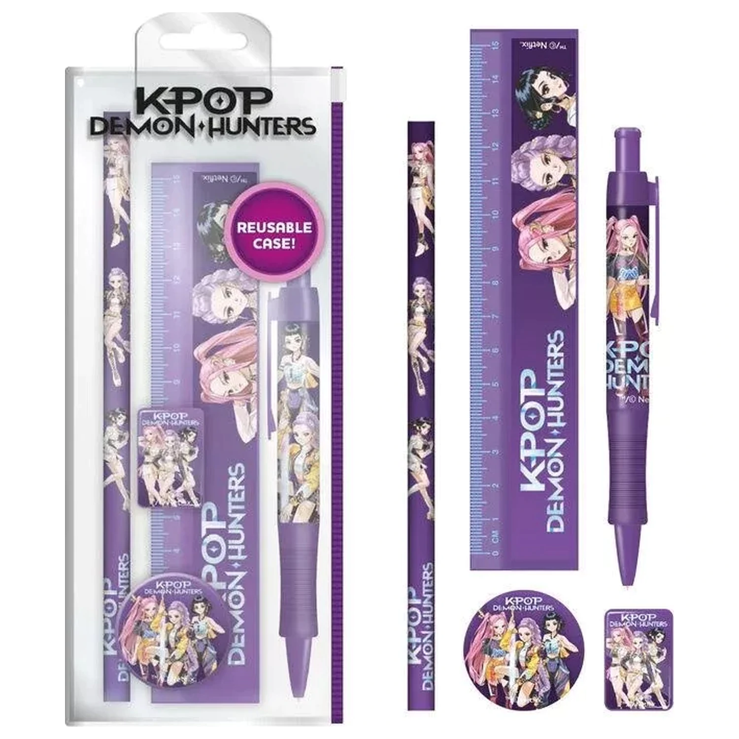 K-pop Demon Hunters Purple Stationery Set 5 Pcs product photo