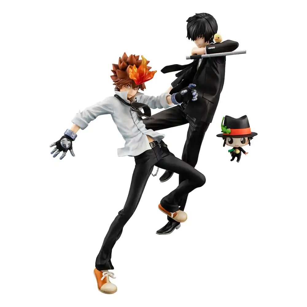 Katekyo Hitman Reborn! G.E.M. Series PVC Statue Tsunayoshi Sawada &amp; Kyoya Hibari &amp; Reborn Set 21 cm product photo
