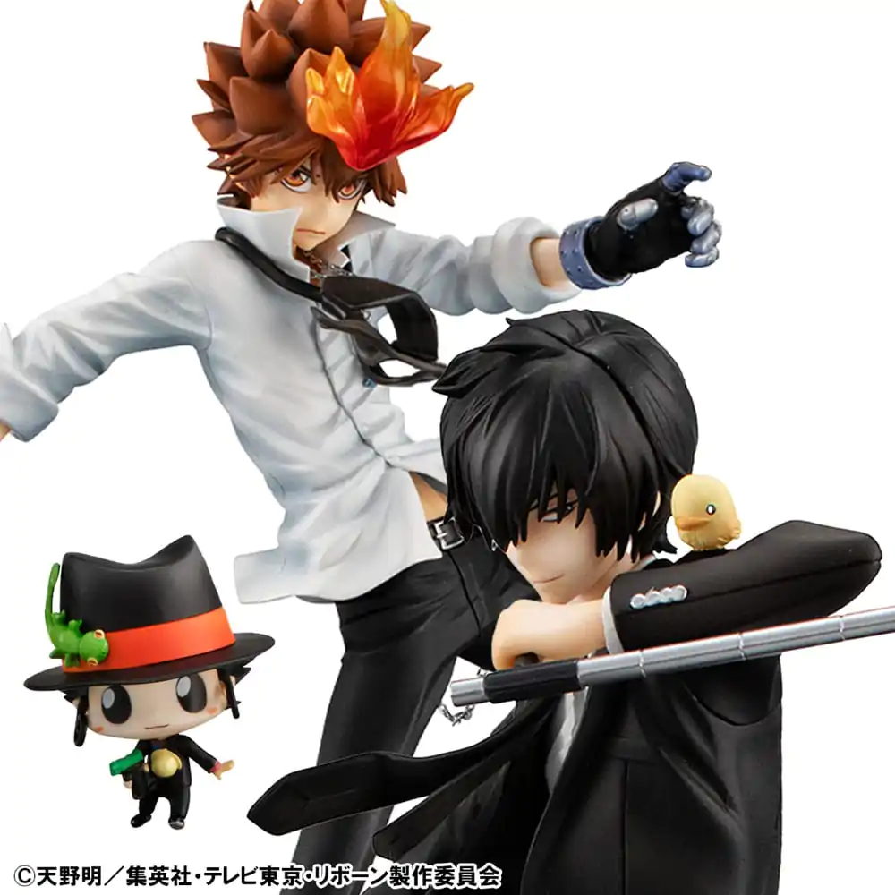 Katekyo Hitman Reborn! G.E.M. Series PVC Statue Tsunayoshi Sawada &amp; Kyoya Hibari &amp; Reborn Set 21 cm product photo