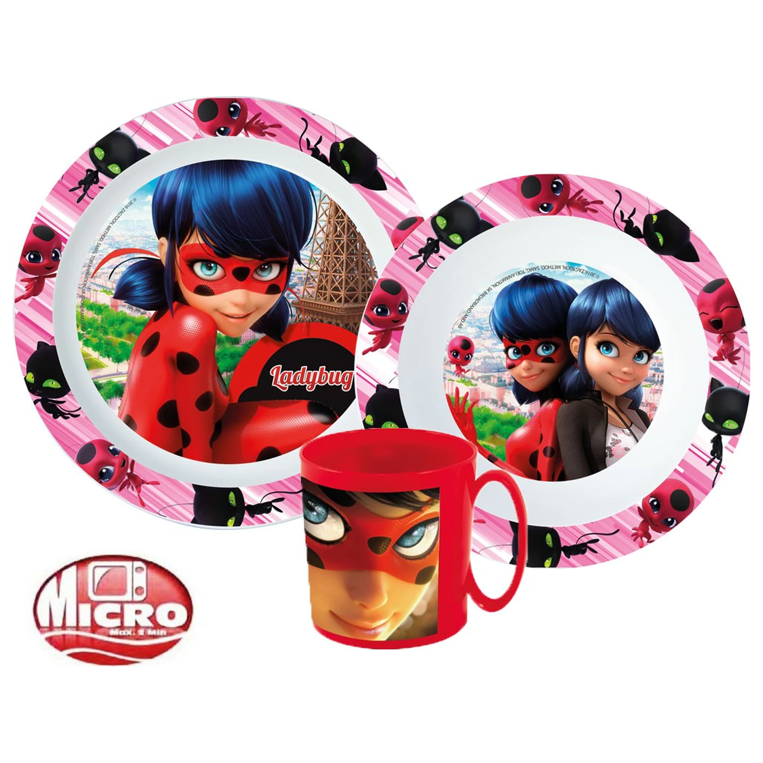 Miraculous: Tales of Ladybug & Cat Noir Adventures Heroes Dinnerware Set, Micro Plastic Set with Mug product photo