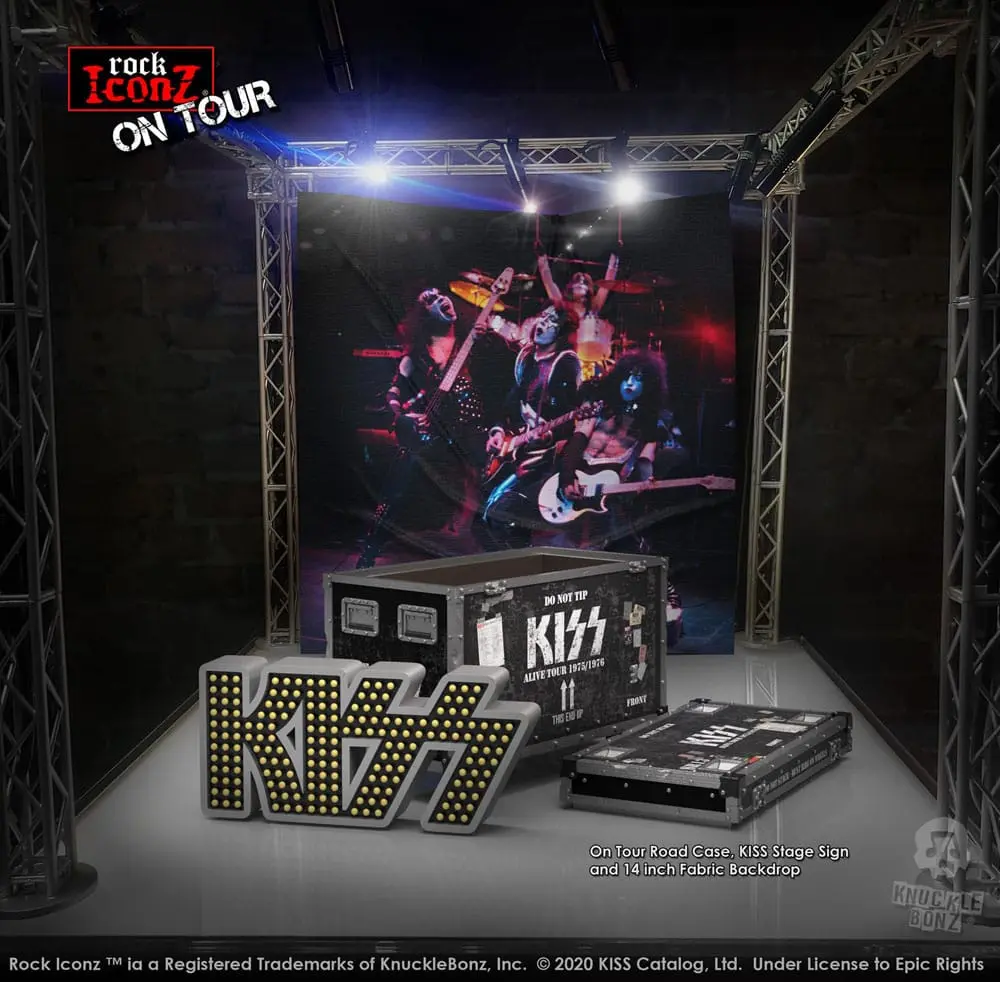 Kiss Rock Ikonz On Tour Road Case Statue + Stage Backdrop Set Alive! Tour termékfotó