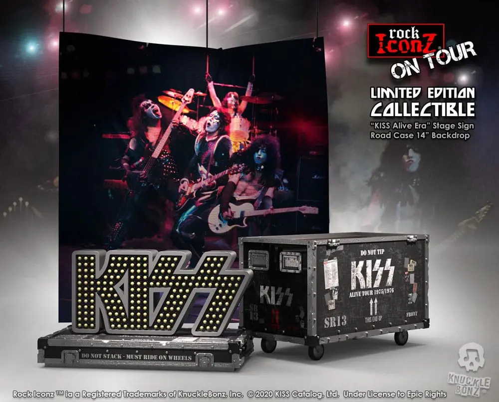 Kiss Rock Ikonz On Tour Road Case Statue + Stage Backdrop Set Alive! Tour termékfotó