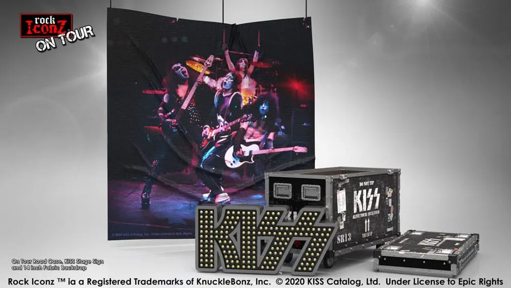 Kiss Rock Ikonz On Tour Road Case Statue + Stage Backdrop Set Alive! Tour termékfotó